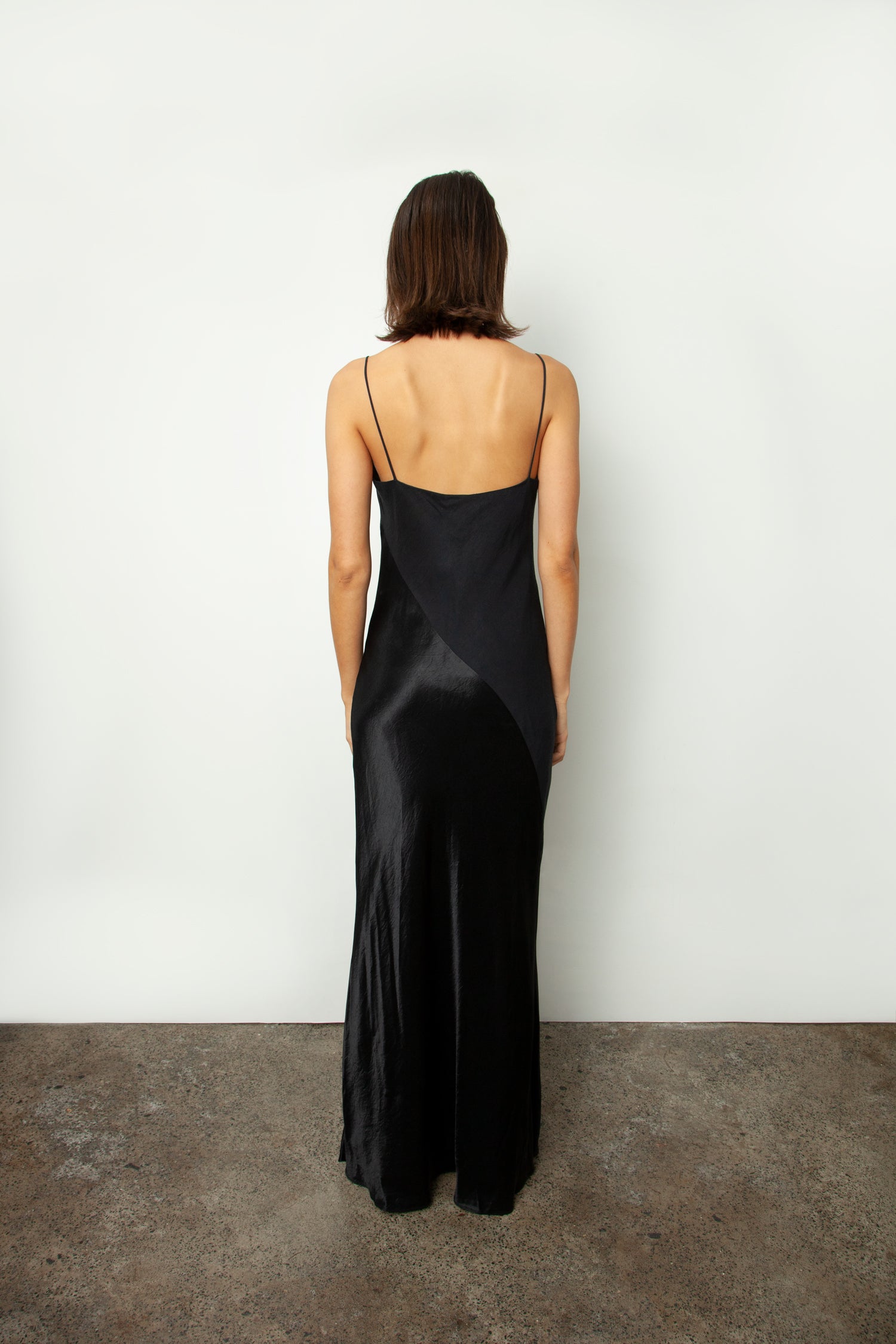 SATIN PANELLED BIAS DRESS