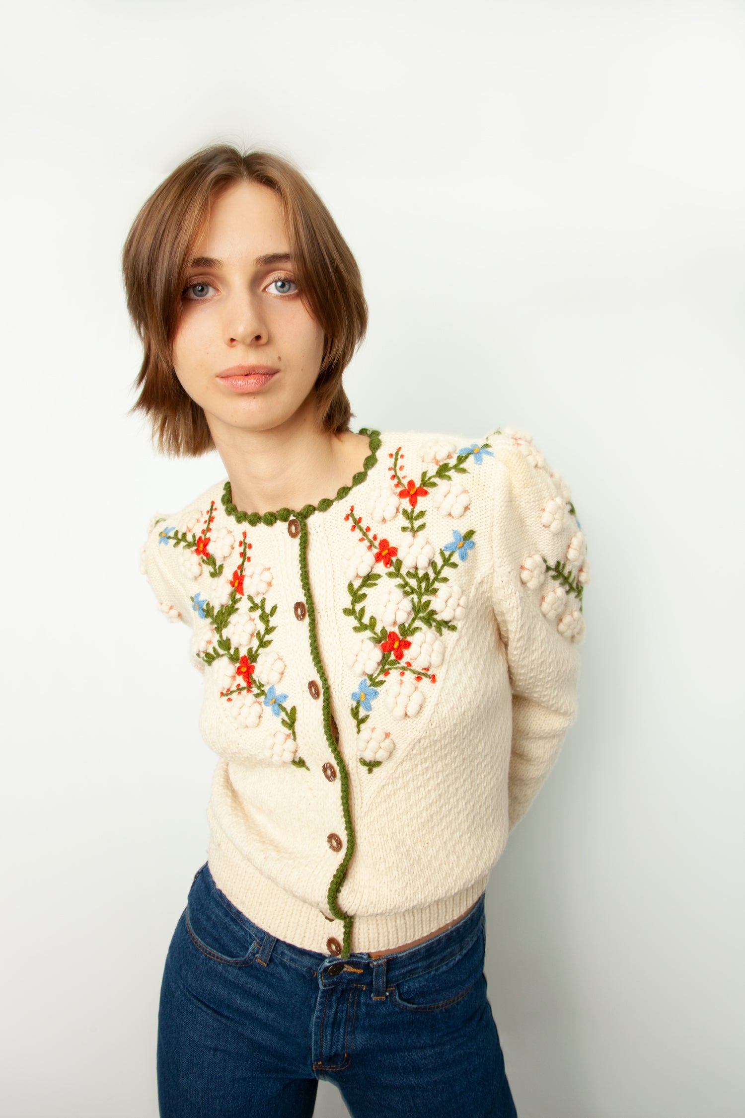 1950s HAND EMBROIDERED CARDIGAN