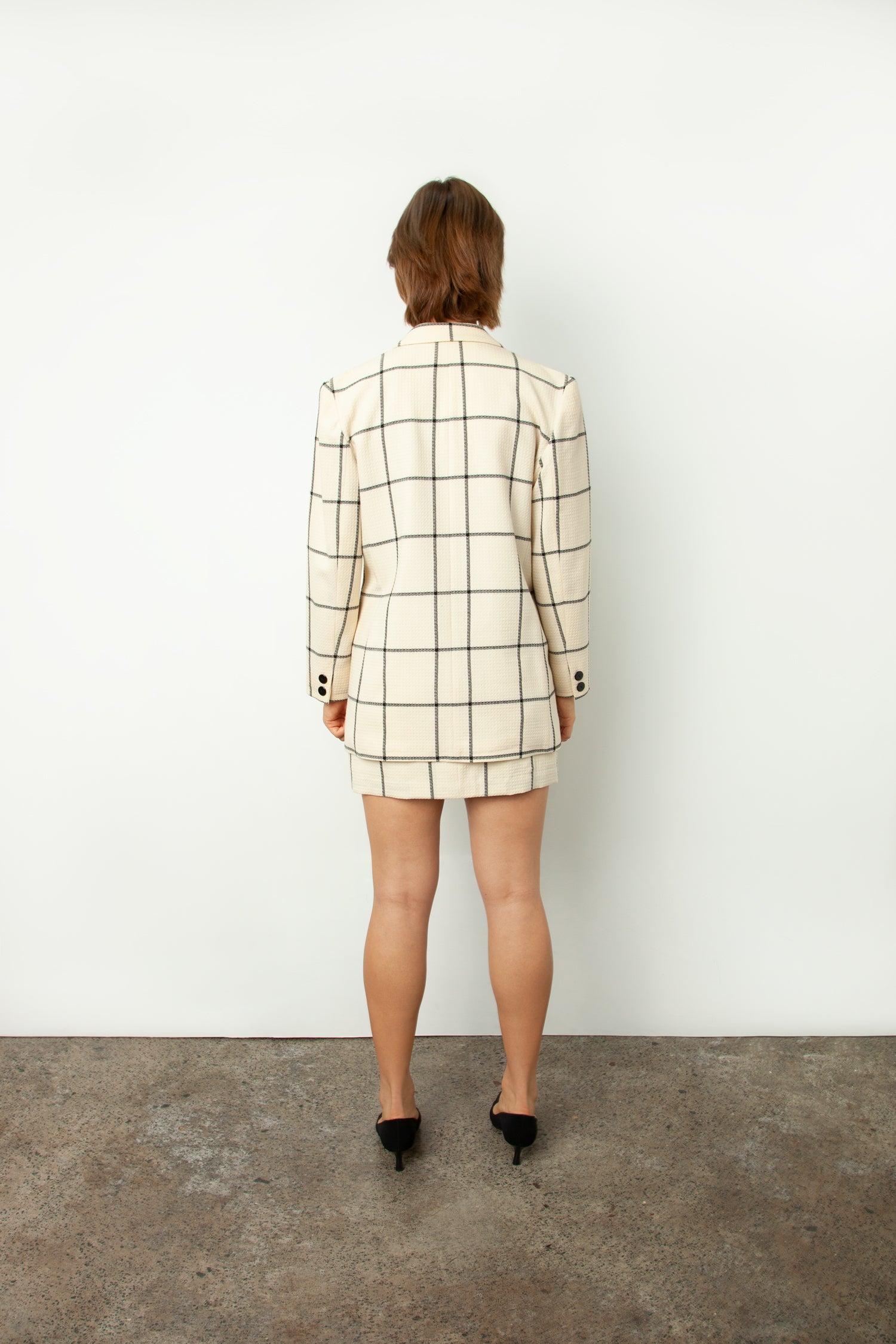 CHECK SKIRT SUIT