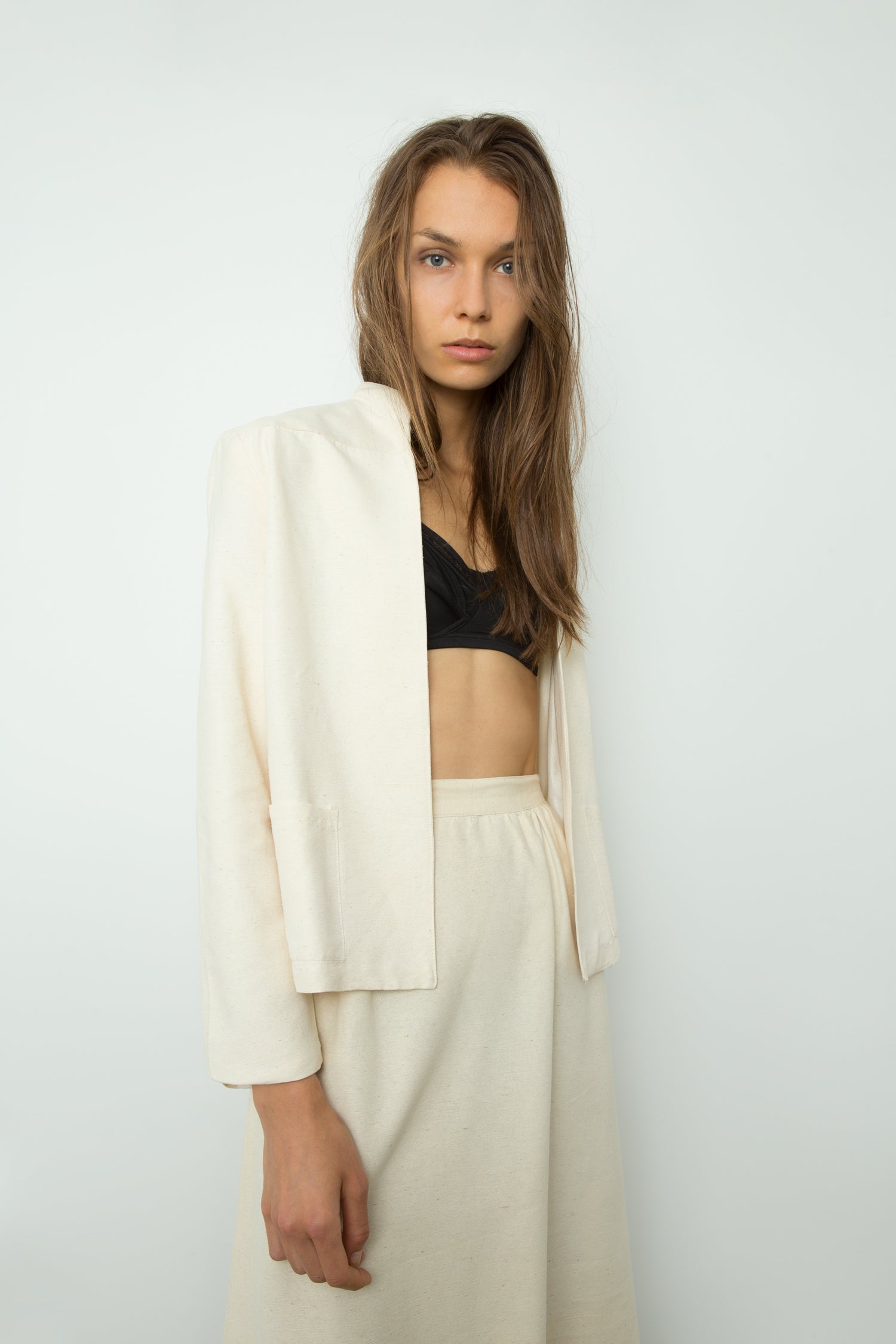 RAW SILK SKIRT SUIT