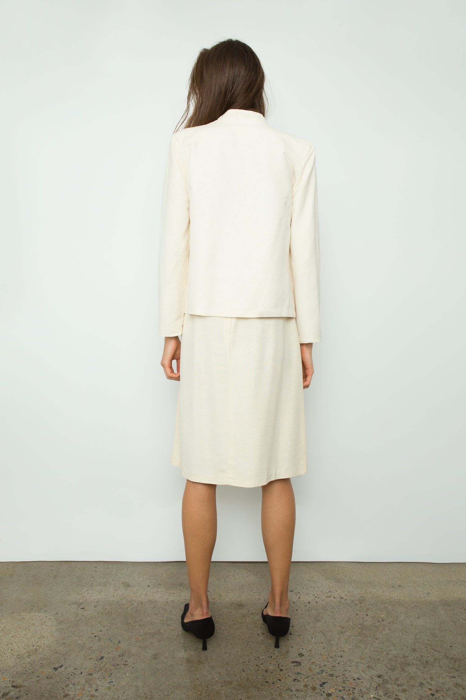 RAW SILK SKIRT SUIT