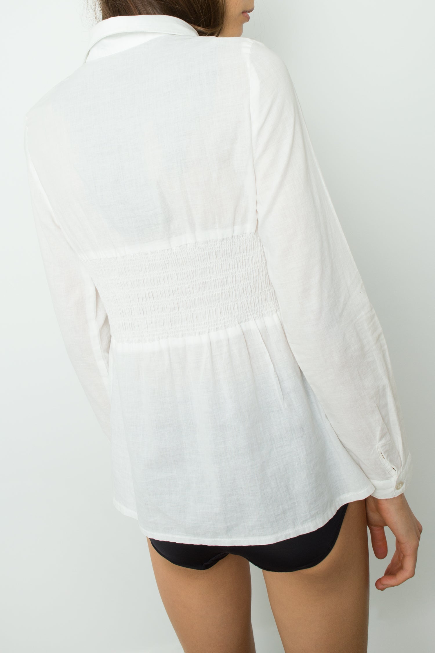 COTTON SHIRT WITH SHIRRED DETAIL