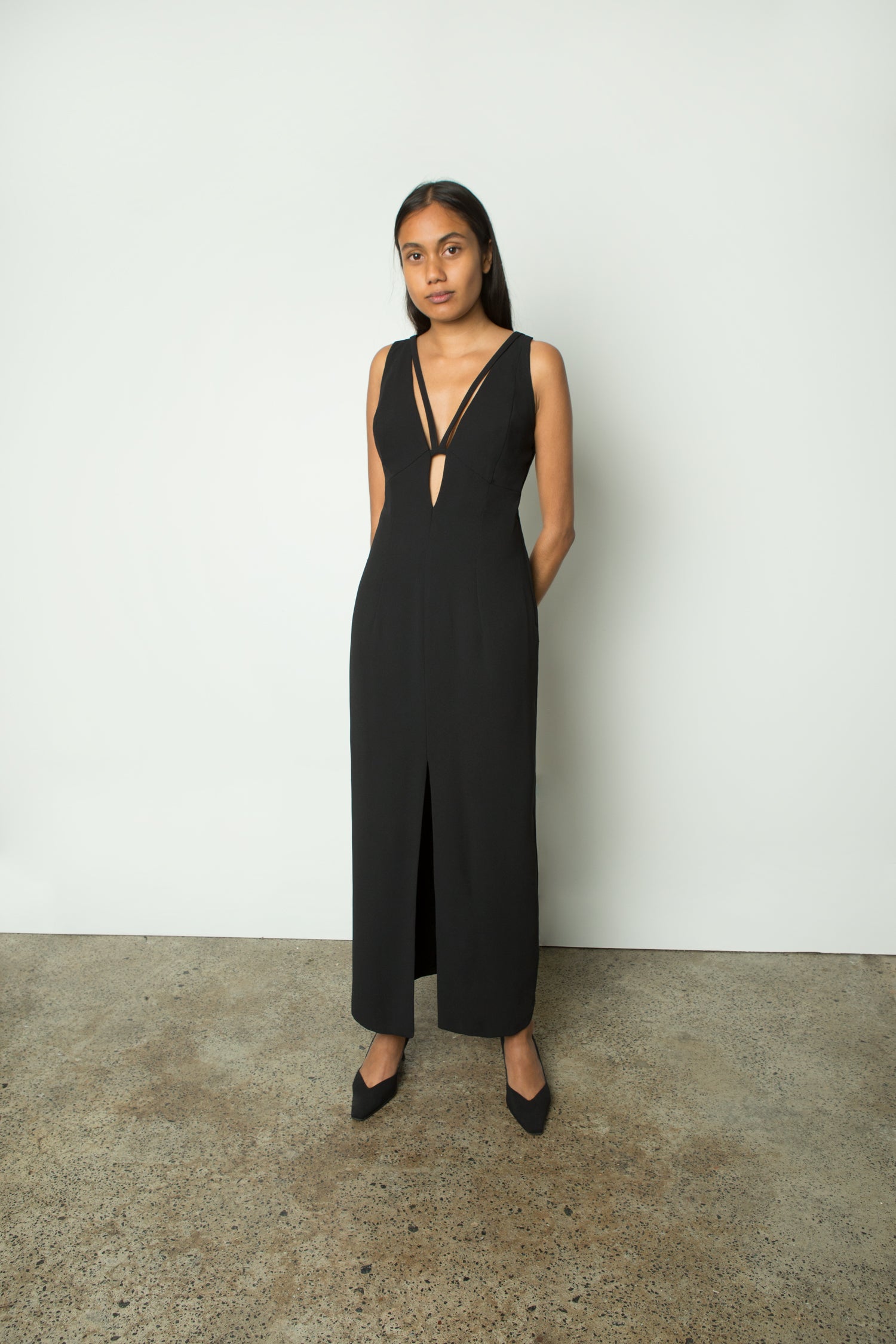 DRESS WITH PLUNGING NECKLINE