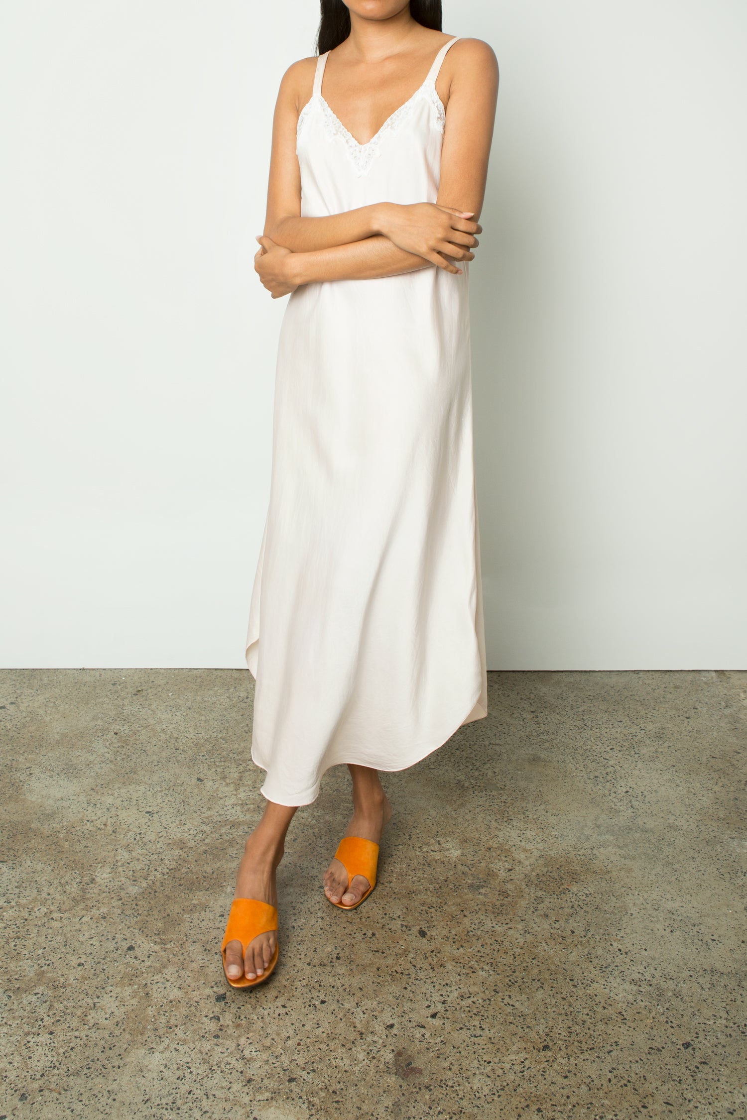 MOTHER OF PEARL SILK SLIP DRESS