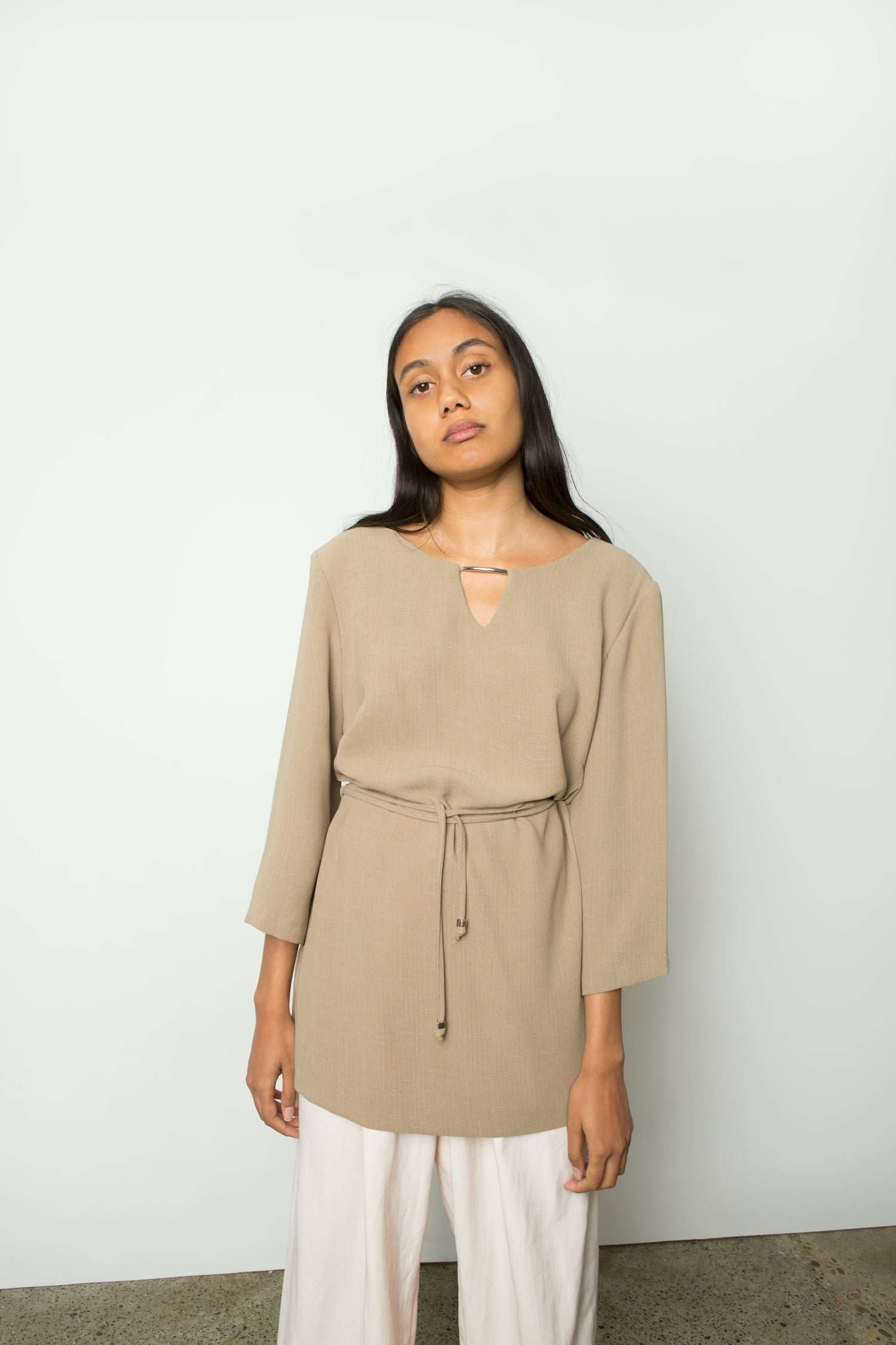 BELTED BLOUSE