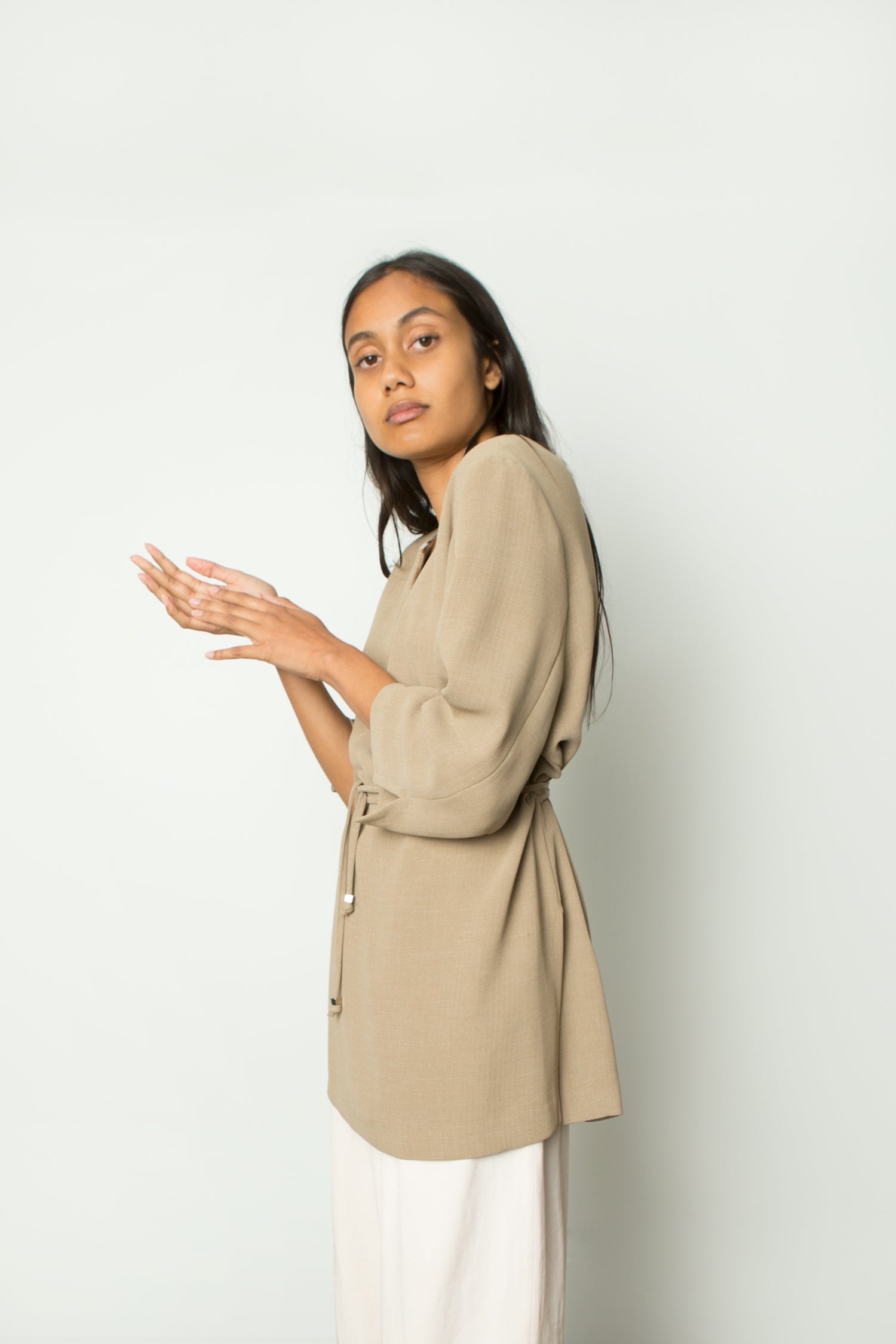 BELTED BLOUSE
