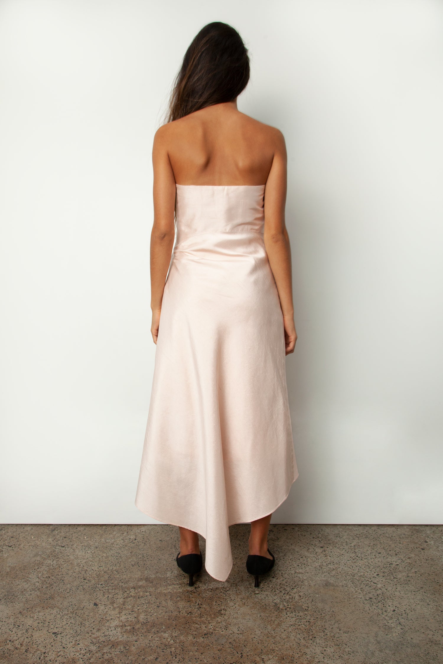 STRAPLESS SILK DRESS