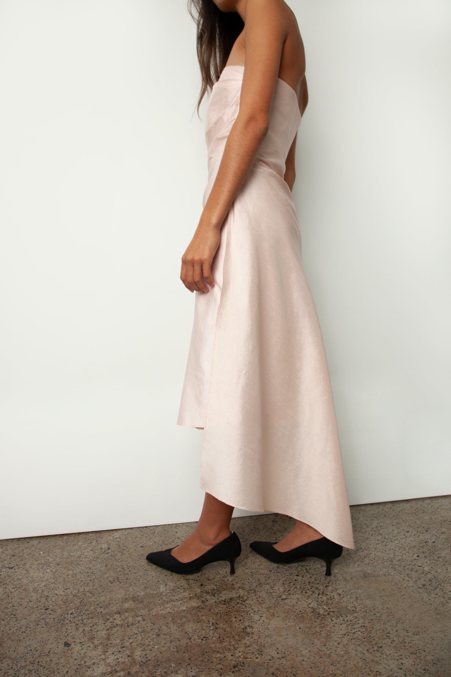 STRAPLESS SILK DRESS