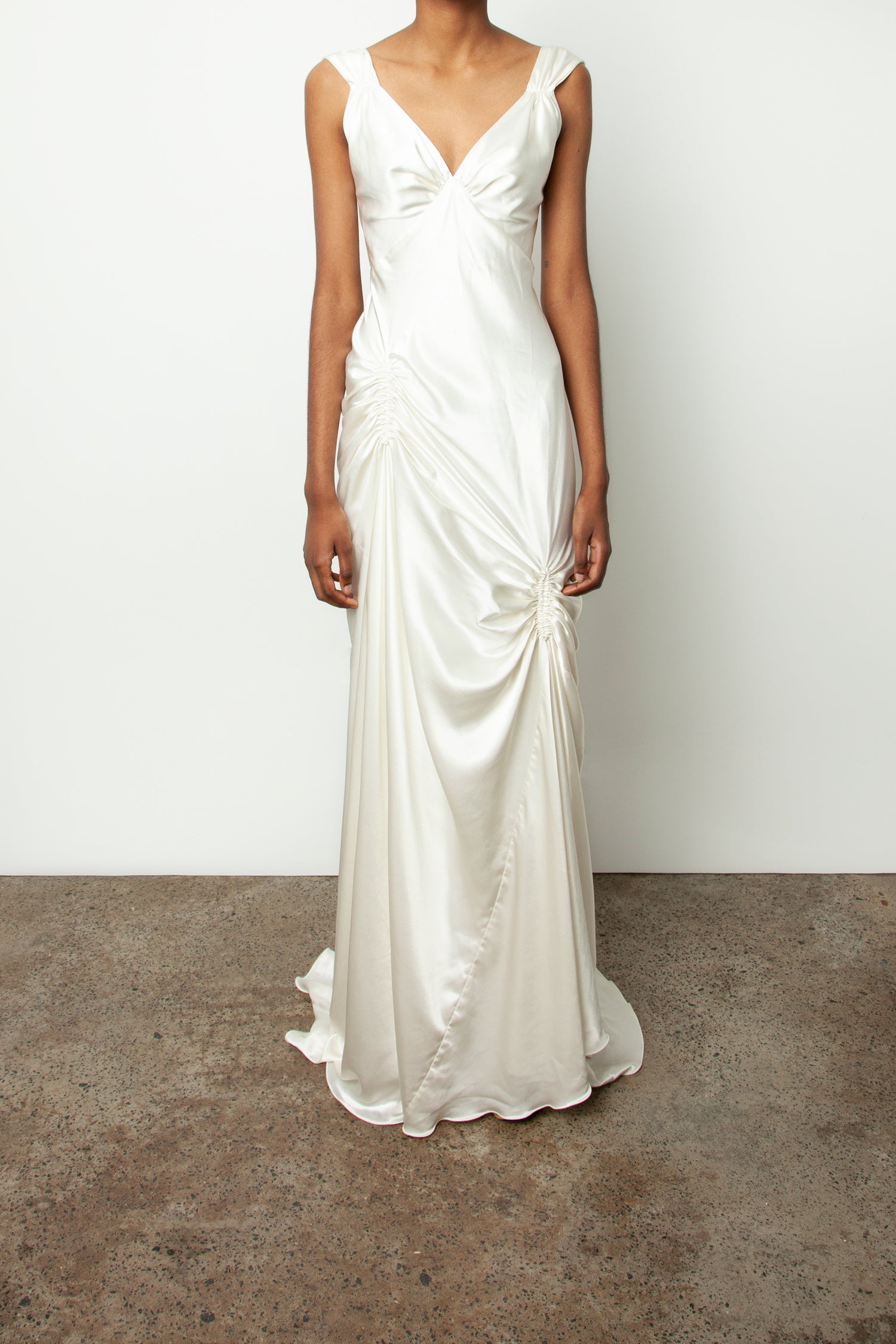RUCHED SATIN GOWN