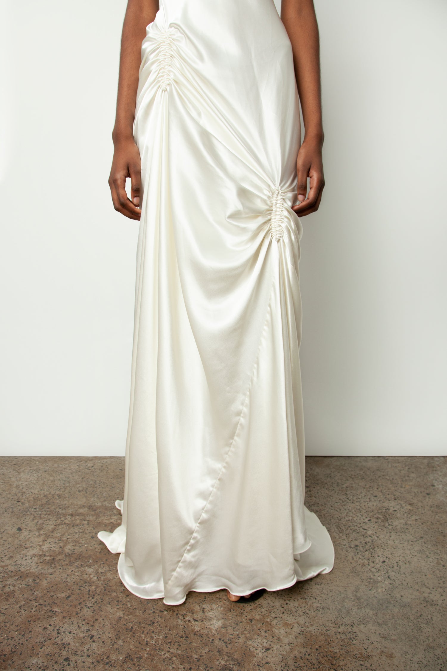 RUCHED SATIN GOWN