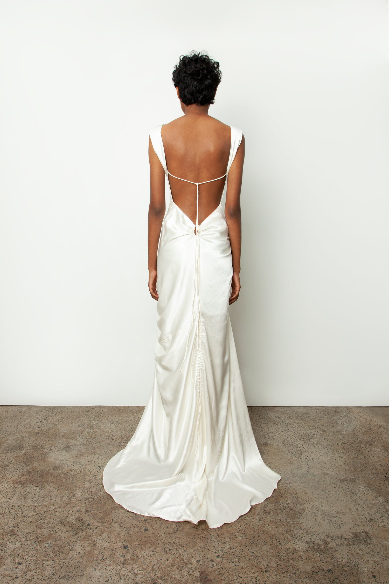 RUCHED SATIN GOWN